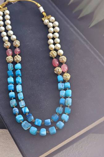 Oplya double strand semi precious stone necklace