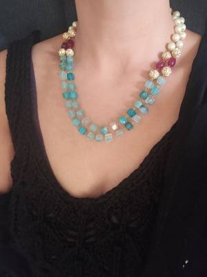 Oplya double strand semi precious stone necklace 2