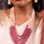 Dawn multi-strand long beaded necklace with pink glass stones