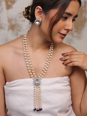 Regal cascade kundan pearl necklace set 3