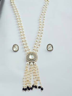 Regal cascade kundan pearl necklace set 4