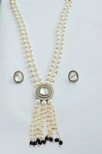 Regal cascade kundan pearl necklace set