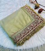 Cream Color Sequance and Dori Embroidery work Soft Twil net  Saree