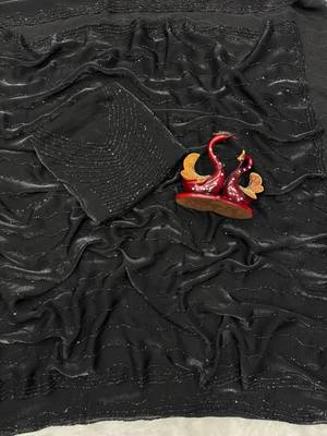 Black Color Diamond work Space Silk Saree 1