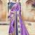 Pure shadow silk party wear saree in purple color with embroidery work