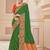 Pure silk party wear saree in green color with embroidery work