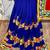 Georgette party wear saree in red & blue with embroidery work & crystal stone work