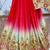 Chinon chiffon wedding wear saree in red with embroidery work & crystal stone work