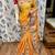 Fancy fabric party wear saree in mustard with embroidery work & crystal stone work
