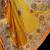 Fancy fabric party wear saree in mustard with embroidery work & crystal stone work