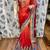 Fancy jacquard silk party wear saree in red with embroidery work & crystal stone work