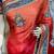 Fancy jacquard silk party wear saree in red with embroidery work & crystal stone work