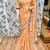 Fancy fabric party wear saree in peach with embroidery work & crystal stone work