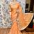 Fancy fabric party wear saree in peach with embroidery work & crystal stone work