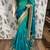 Pure shadow silk party wear saree in green with embroidery work & crystal stone work