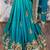 Pure shadow silk party wear saree in green with embroidery work & crystal stone work