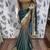 Pure shadow silk party wear saree in brown with embroidery work & crystal stone work