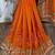 Pure georgette party wear saree in orange with embroidery work & crystal stone work