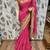 Pure georgette party wear saree in pink with embroidery work & crystal stone work