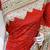 Pure silk party wear saree in red with embroidery work & crystal stone work