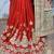 Pure silk party wear saree in red with embroidery work & crystal stone work