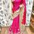 Pure silk party wear saree in pink with embroidery work & crystal stone work