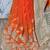 Pure silk party wear saree in orange with embroidery work & crystal stone work