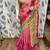 Pure chiffon wedding wear saree in pink with embroidery work & crystal stone work