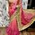 Pure chiffon wedding wear saree in pink with embroidery work & crystal stone work