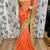 Pure chiffon wedding wear saree in orange with embroidery work & crystal stone work