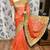 Pure chiffon wedding wear saree in orange with embroidery work & crystal stone work