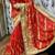Pure silk party wear saree in red with embroidery & crystal stone work