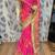 Pure silk party wear saree in pink with embroidery & crystal stone work