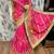 Pure silk party wear saree in pink with embroidery & crystal stone work