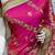 Pure silk party wear saree in pink with embroidery & crystal stone work