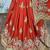 Chinon chiffon wedding wear saree in red with embroidery work & crystal stone work