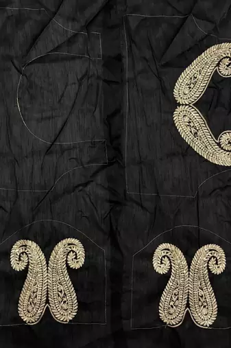Black Color Zari And Sequence Embroidery Work Rangoli Silk Saree