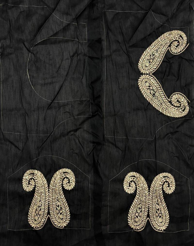 Black Color Zari And Sequence Embroidery Work Rangoli Silk Saree