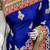 Chinon chiffon wedding wear saree in blue with embroidery work & crystal stone work