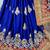 Chinon chiffon wedding wear saree in blue with embroidery work & crystal stone work
