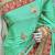 Chinon chiffon wedding wear saree in green with embroidery work & crystal stone work