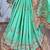 Chinon chiffon wedding wear saree in green with embroidery work & crystal stone work
