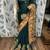 Mulberry silk wedding wear saree in green with embroidery work & crystal stone work