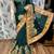 Mulberry silk wedding wear saree in green with embroidery work & crystal stone work
