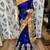 Mulberry silk wedding wear saree in blue with embroidery work & crystal stone work
