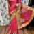 Mulberry silk wedding wear saree in pink with embroidery work & crystal stone work
