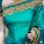 Shadow silk party wear saree in green with embroidery work & crystal stone work