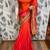 Shadow silk party wear saree in orange with embroidery work & crystal stone work