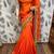 Shadow silk party wear saree in orange with embroidery work & crystal stone work