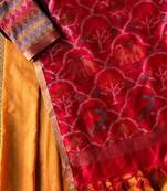 Orange Green Patola Pallu Pure Art Silk Saree